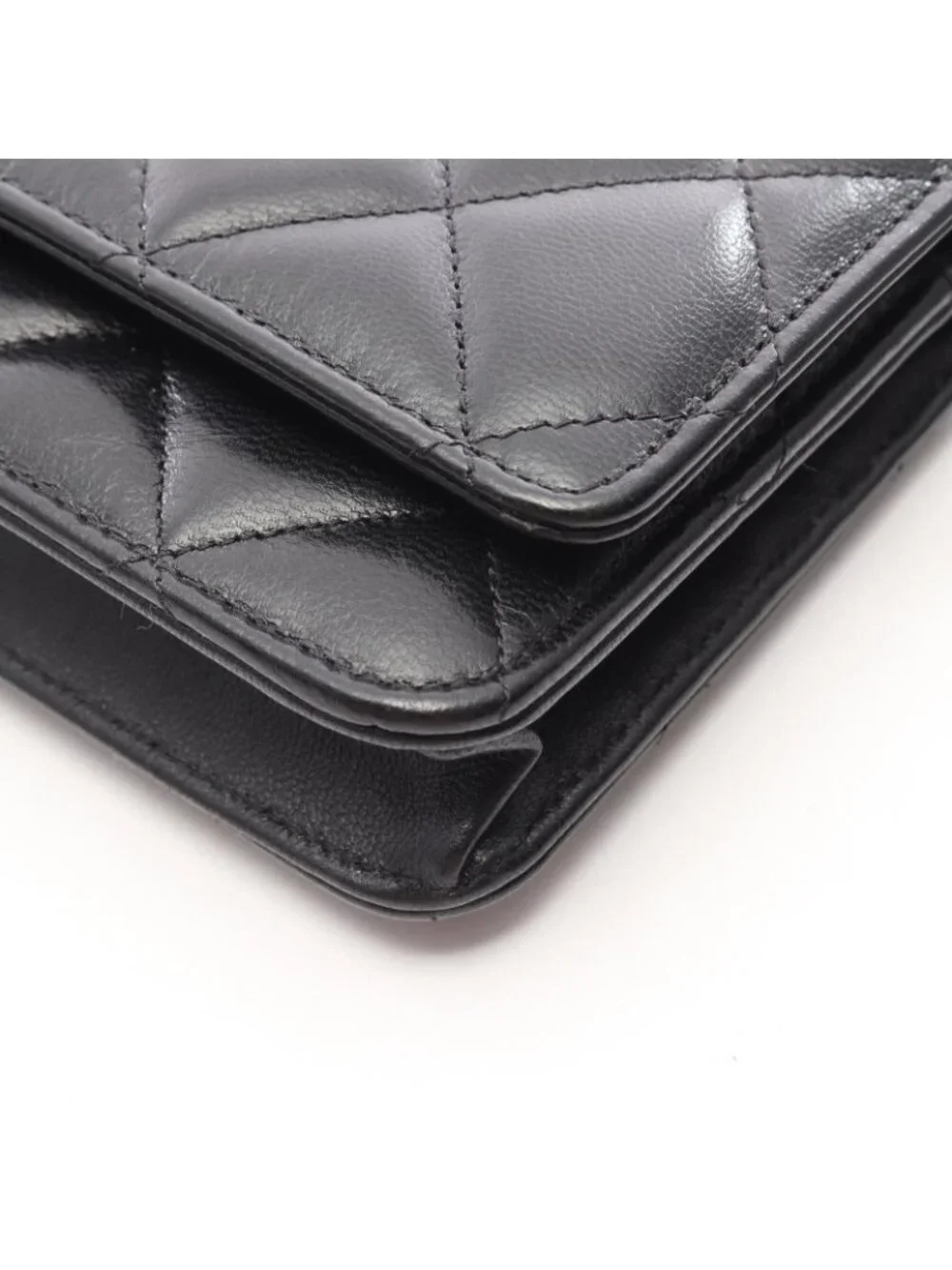 Chanel Shoulder Bag Quilted Chain Wallet Combination Black Lambskin